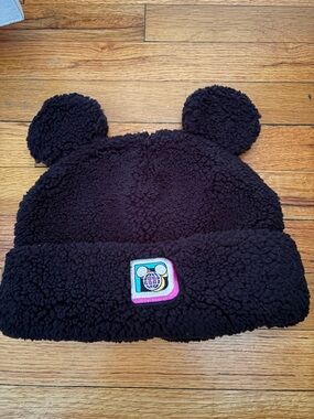 Disney World Mickey Mouse Sherpa Beanie with Ear Pom Poms
